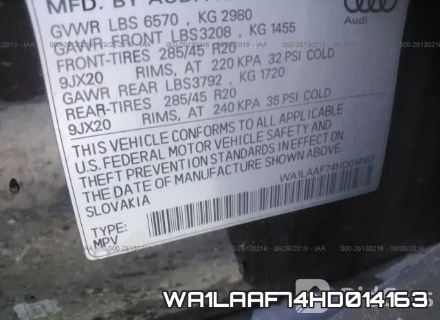 WA1LAAF74HD014163 фото 10