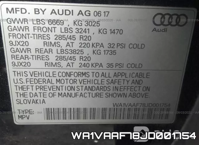 WA1VAAF78JD001754 фото 10