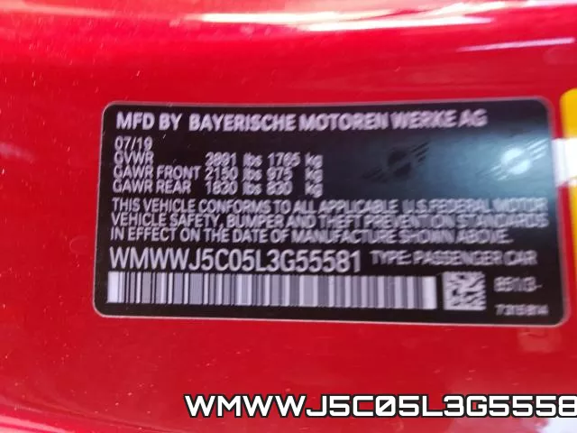 WMWWJ5C05L3G55581 фото 2