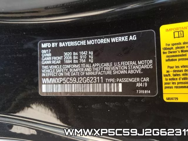WMWXP5C59J2G62311 фото 2