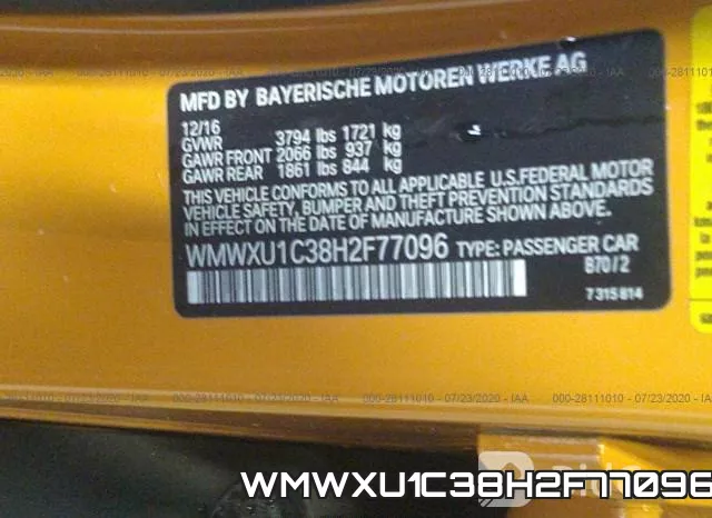 WMWXU1C38H2F77096 фото 10