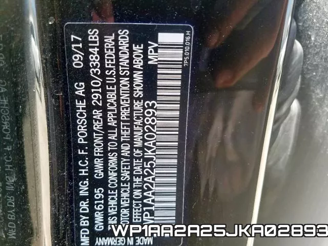 WP1AA2A25JKA02893 фото 2