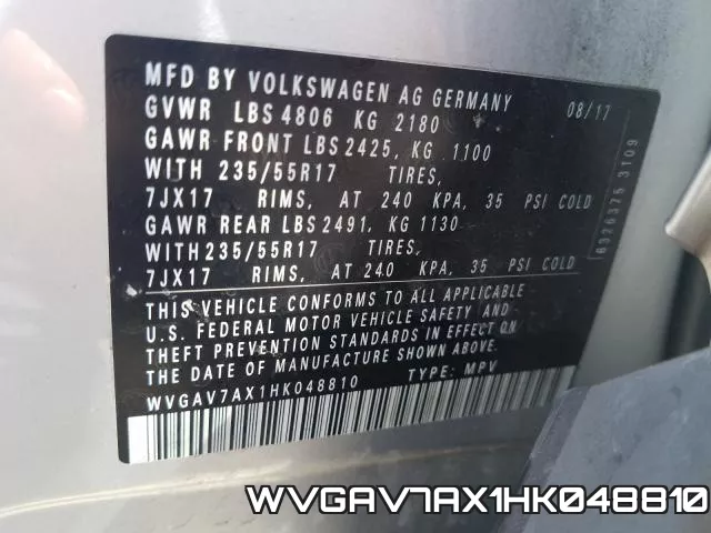WVGAV7AX1HK048810 фото 2