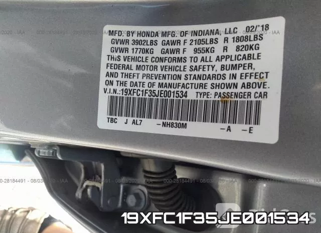 19XFC1F35JE001534 фото 10