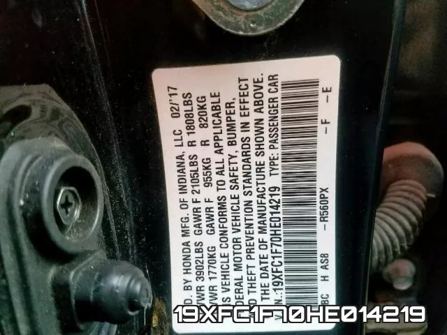 19XFC1F70HE014219 фото 2