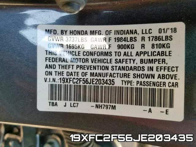 19XFC2F56JE203435 фото 2