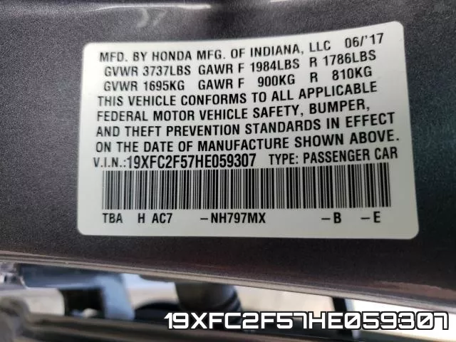 19XFC2F57HE059307 фото 2