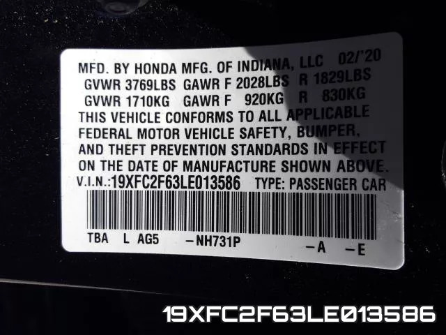 19XFC2F63LE013586 фото 2