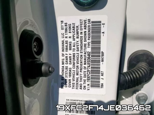 19XFC2F74JE036462 фото 2