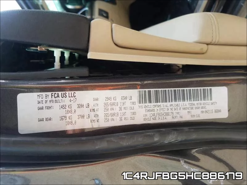 1C4RJFBG5HC886179 фото 2