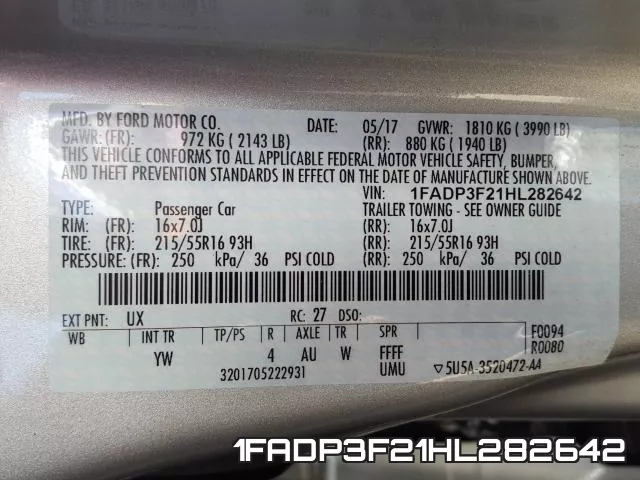 1FADP3F21HL282642 фото 2