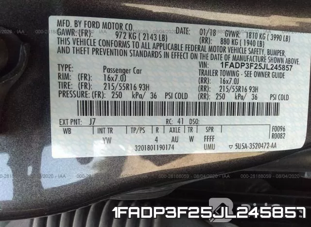 1FADP3F25JL245857 фото 10