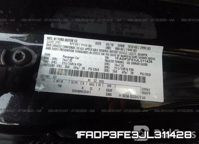 1FADP3FE3JL311428 фото 10