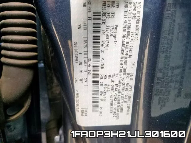 1FADP3H21JL301600 фото 2