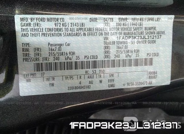 1FADP3K23JL312137 фото 10