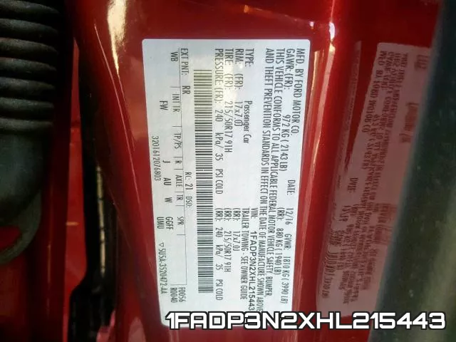 1FADP3N2XHL215443 фото 2
