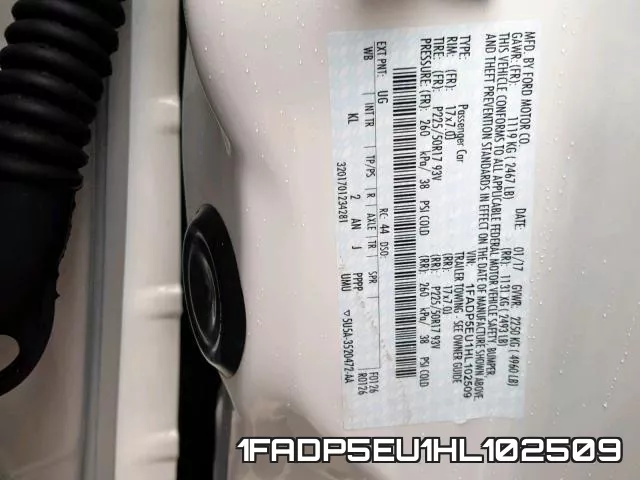 1FADP5EU1HL102509 фото 2