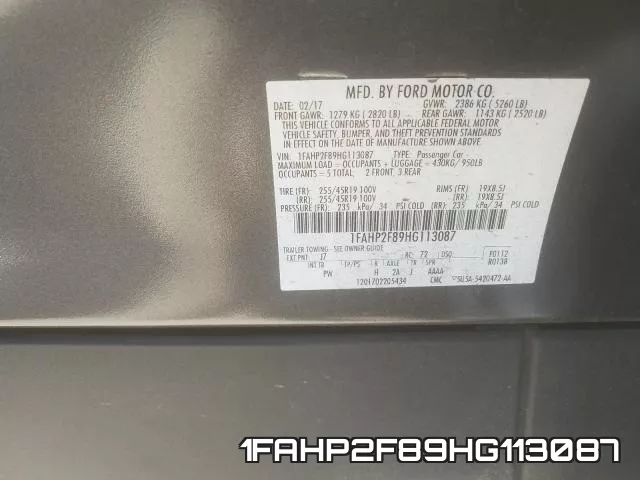 1FAHP2F89HG113087 фото 2