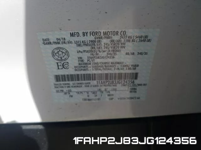 1FAHP2J83JG124356 фото 2