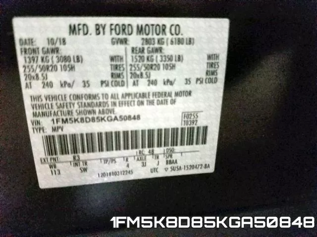 1FM5K8D85KGA50848 фото 2