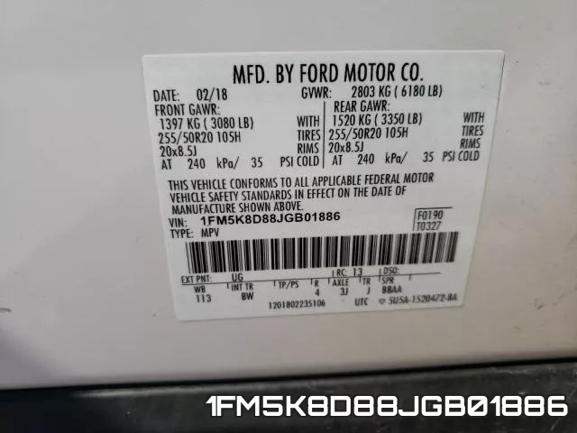 1FM5K8D88JGB01886 фото 2