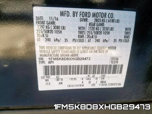 1FM5K8D8XHGB29473 фото 2