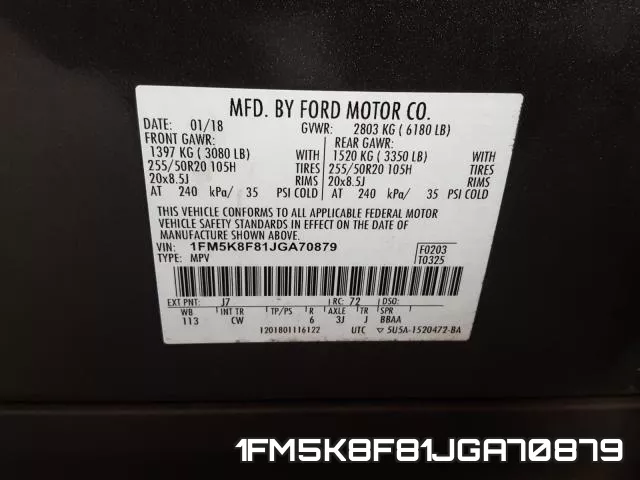 1FM5K8F81JGA70879 фото 2