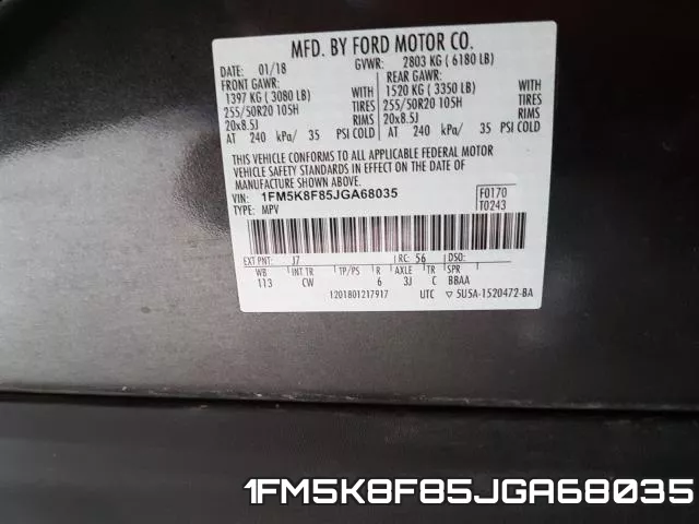 1FM5K8F85JGA68035 фото 2