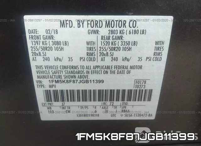 1FM5K8F87JGB11399 фото 10