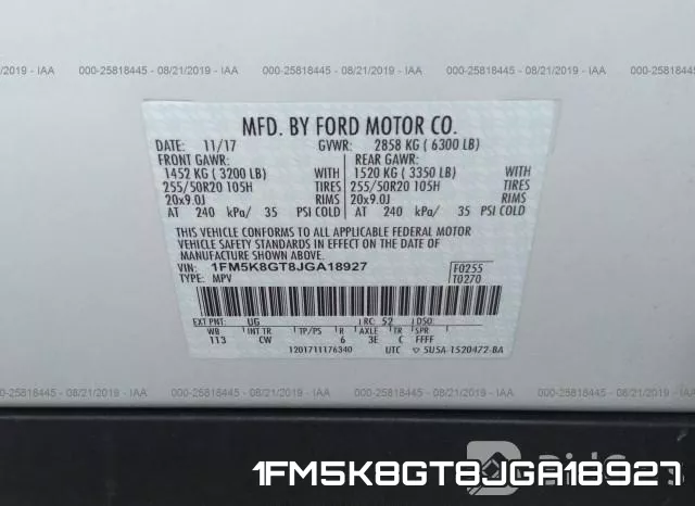 1FM5K8GT8JGA18927 фото 10