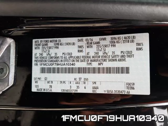 1FMCU0F79HUA10340 фото 2