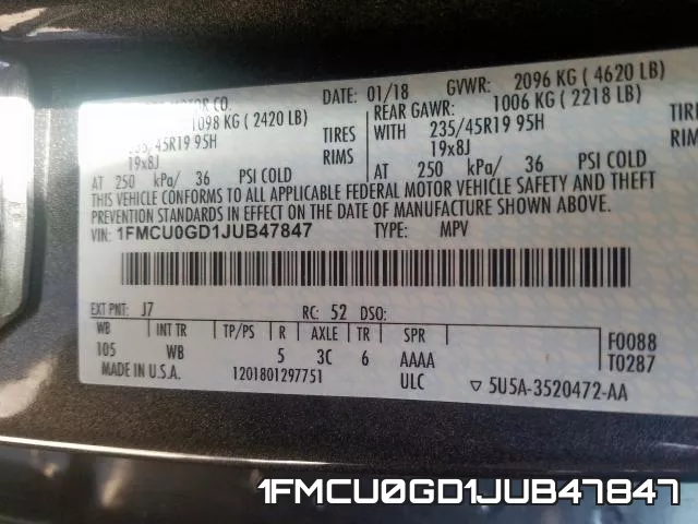 1FMCU0GD1JUB47847 фото 2