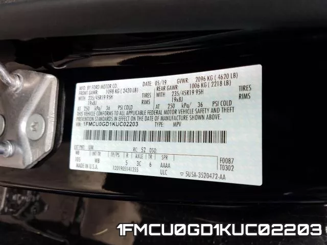 1FMCU0GD1KUC02203 фото 2