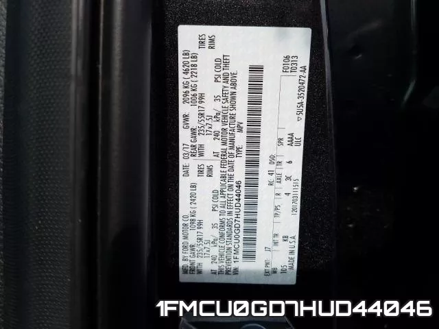 1FMCU0GD7HUD44046 фото 2