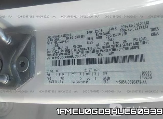 1FMCU0GD9HUC60939 фото 10