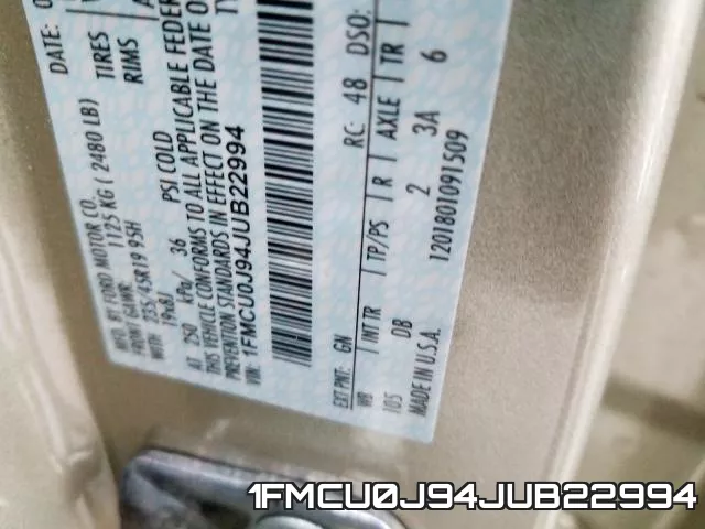 1FMCU0J94JUB22994 фото 2