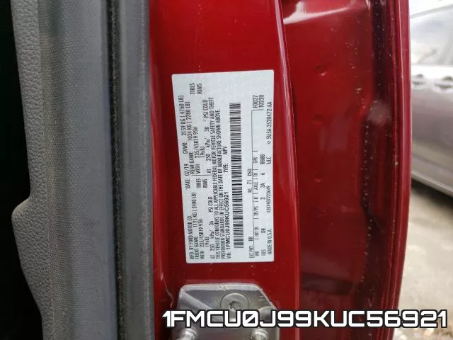 1FMCU0J99KUC56921 фото 2