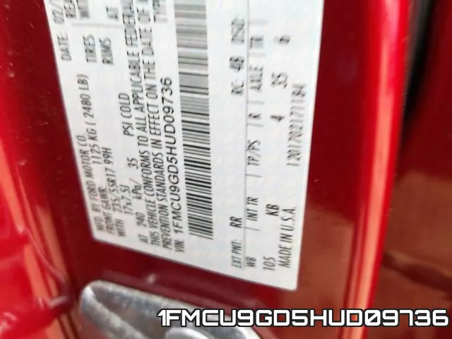 1FMCU9GD5HUD09736 фото 2