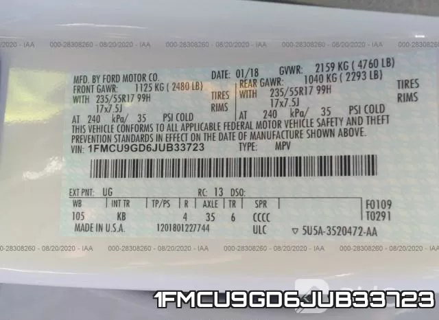 1FMCU9GD6JUB33723 фото 10