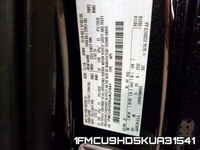 1FMCU9HD5KUA31541 фото 2
