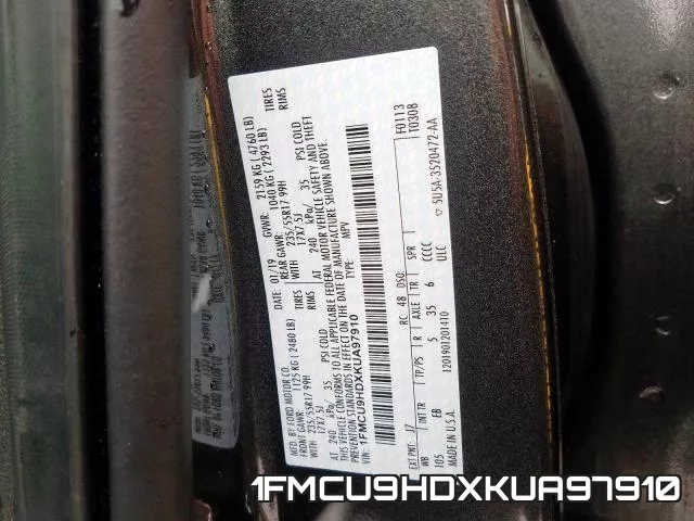 1FMCU9HDXKUA97910 фото 2
