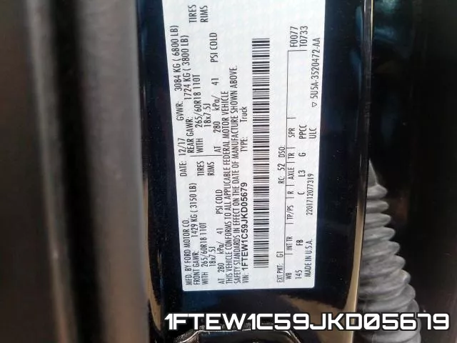 1FTEW1C59JKD05679 фото 2