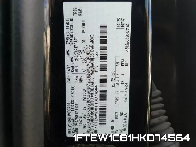 1FTEW1C81HKD74564 фото 2