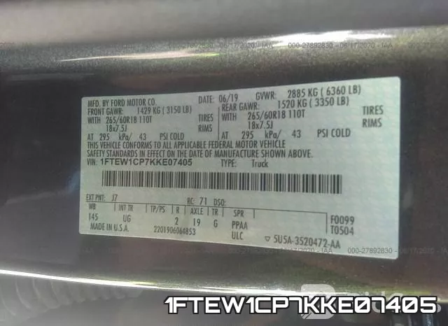 1FTEW1CP7KKE07405 фото 10
