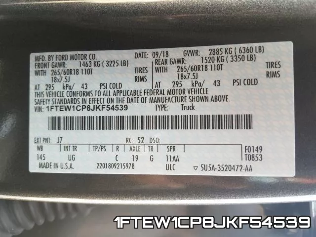 1FTEW1CP8JKF54539 фото 2