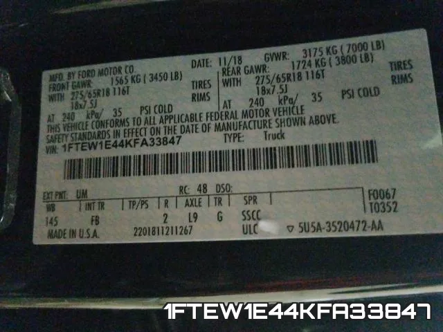 1FTEW1E44KFA33847 фото 2