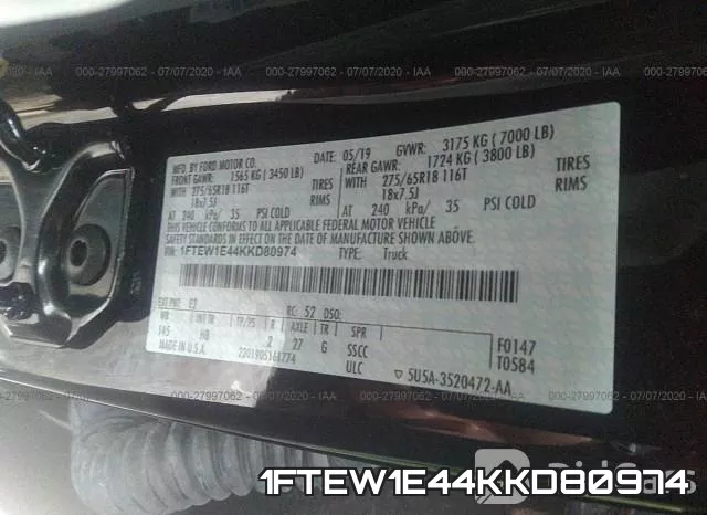 1FTEW1E44KKD80974 фото 10