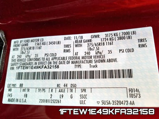1FTEW1E49KFA32158 фото 2