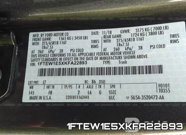 1FTEW1E5XKFA22893 фото 10