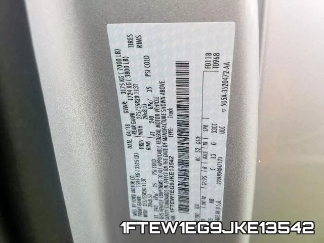 1FTEW1EG9JKE13542 фото 2